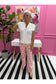 Big Polka Dot Stretchy Blush Denim