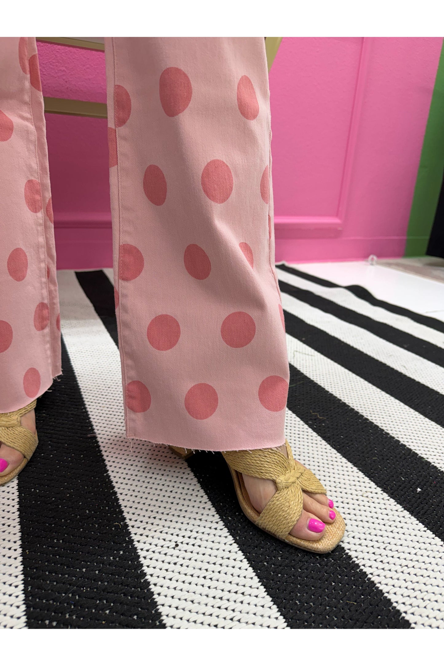 Big Polka Dot Stretchy Blush Denim