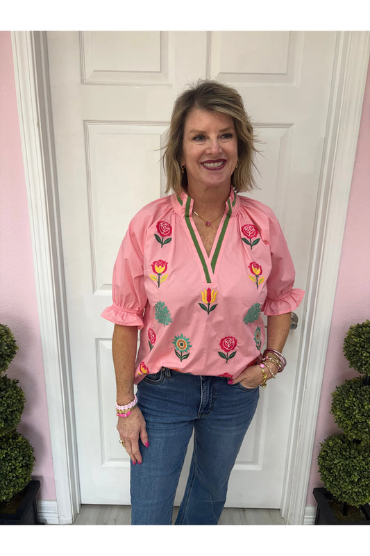 Rose Embroidered Top