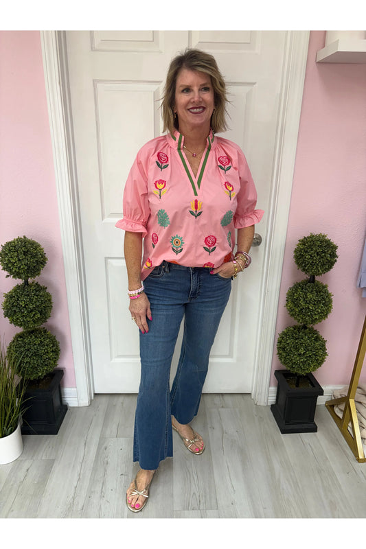 Rose Embroidered Top
