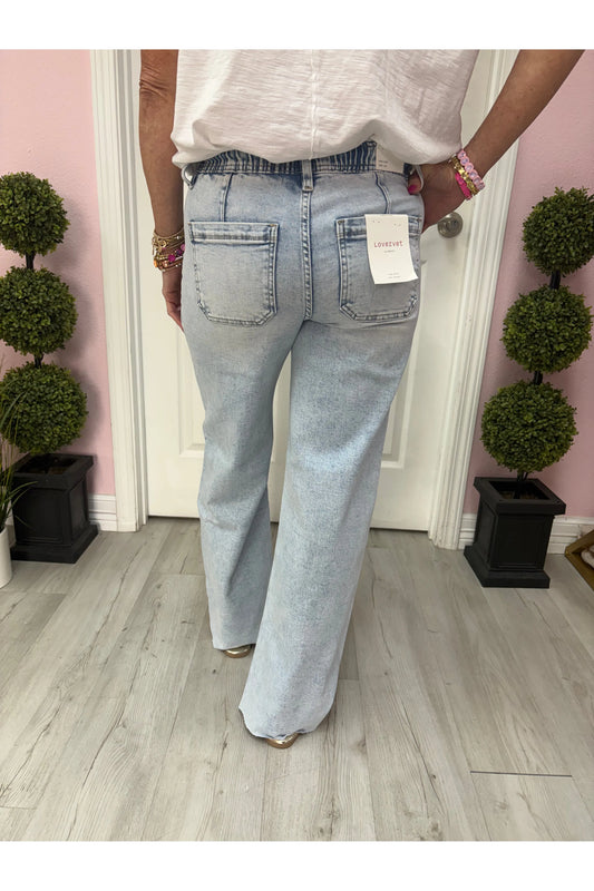 High Rise Drawstring Wide Leg
