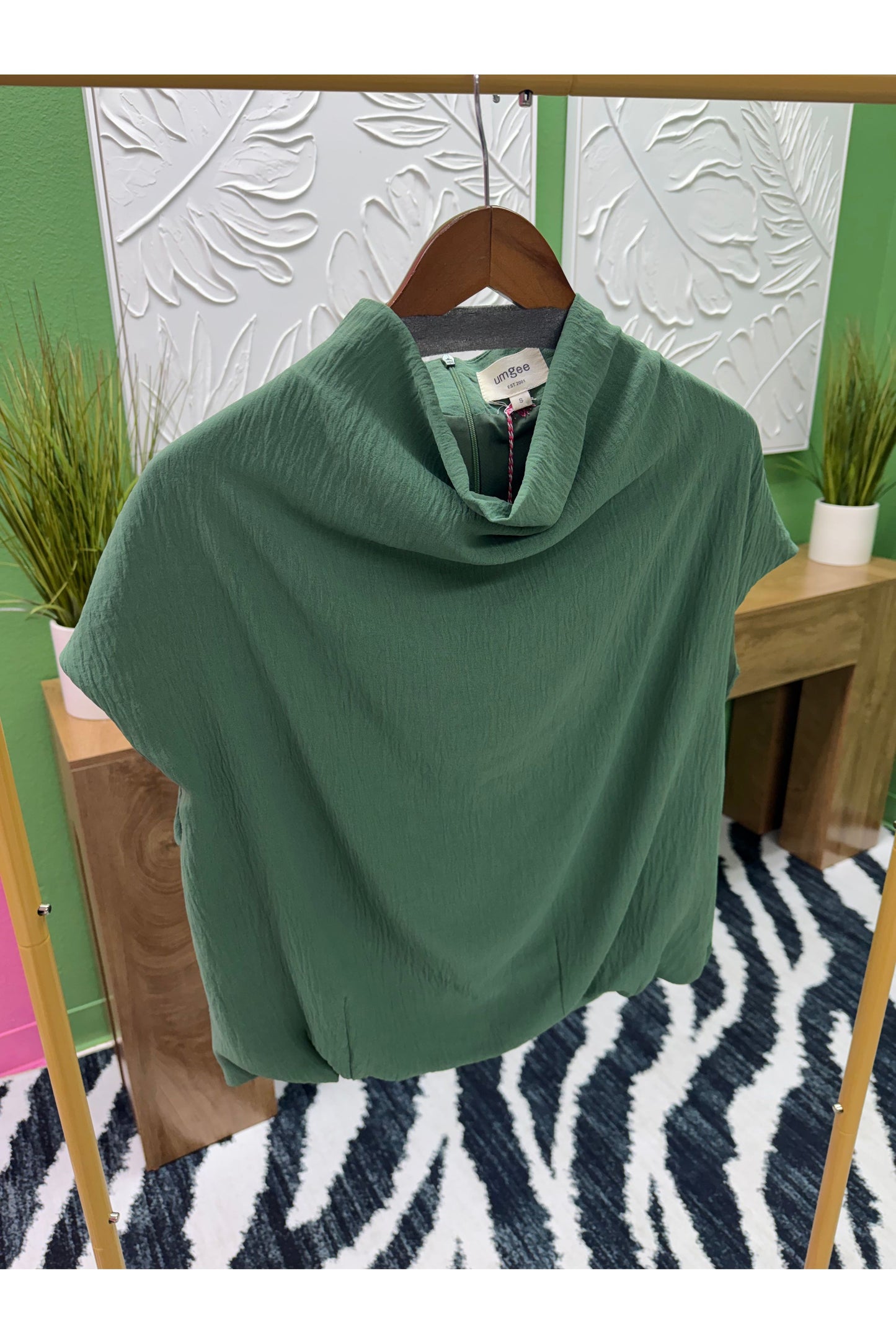 Draped Mock Neck Blouse