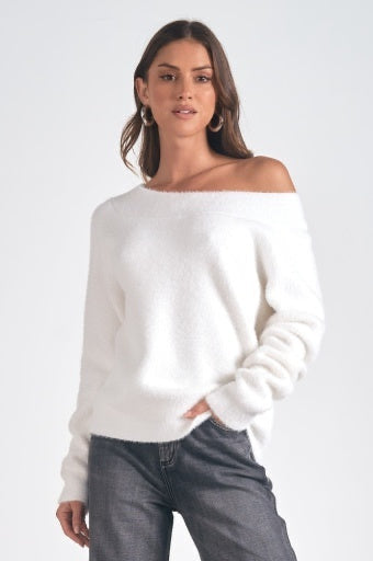 Winter White Off the Shoulder Sweater