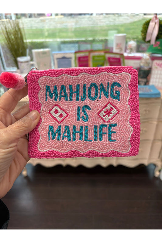 Mahjong Is Mahlife Beaded Coin Pouch