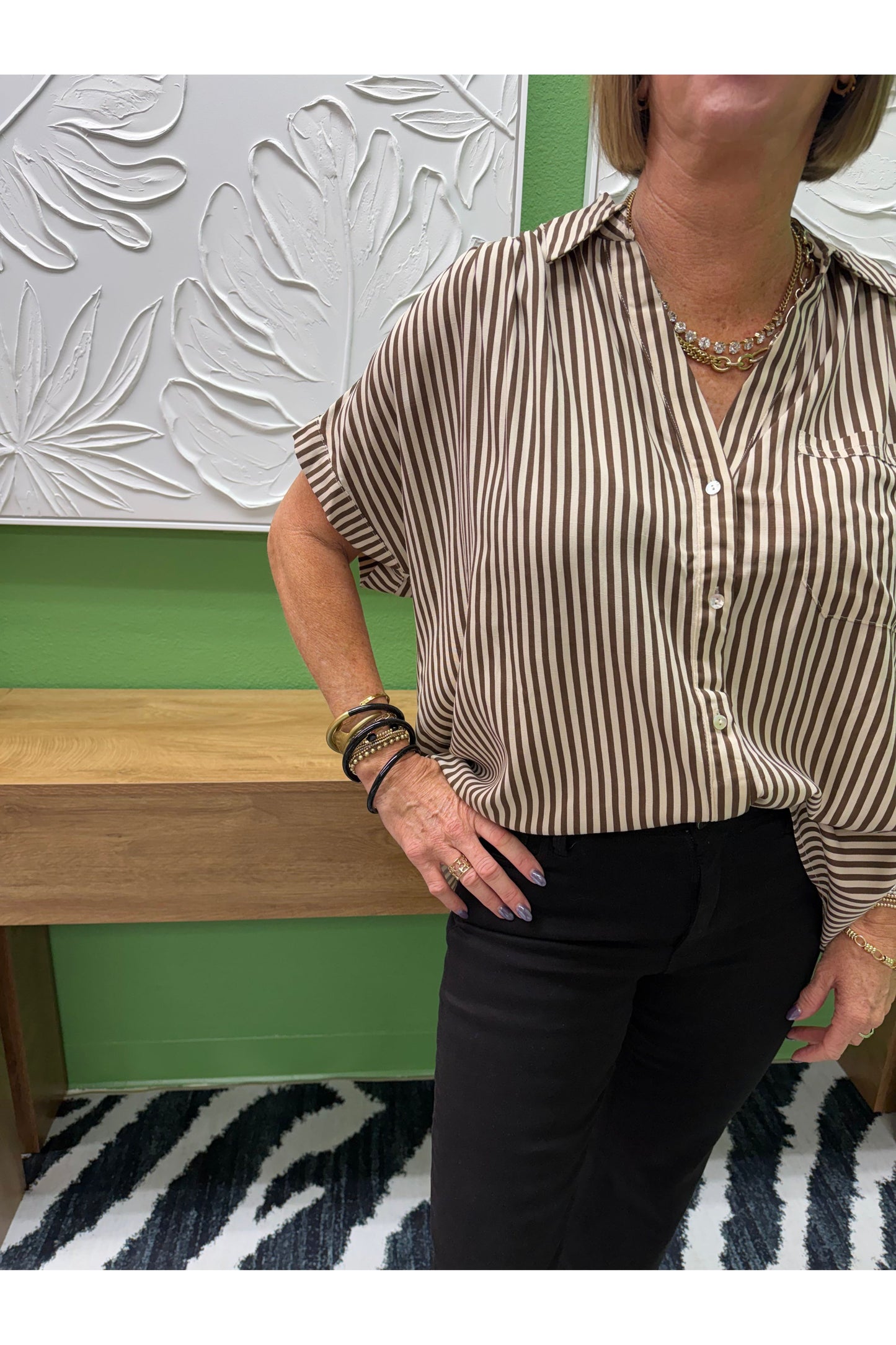 Peyton Striped Collared Blouse