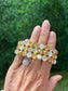 Tova Olivia 3 Strand Stretch Bracelet - Pearl/Goldie