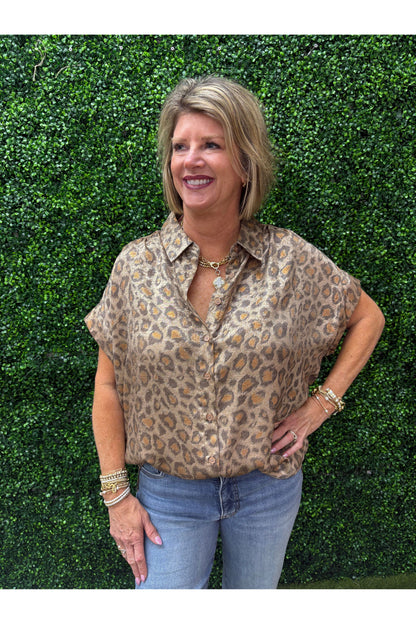 Hannah Metallic Animal Print Blouse