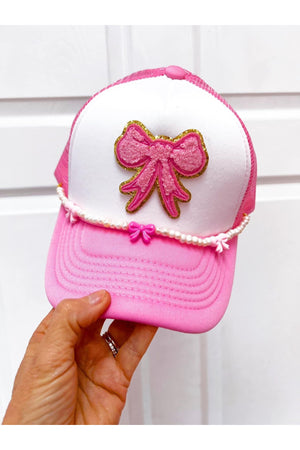 Pink Bow Patch Trucker Hat