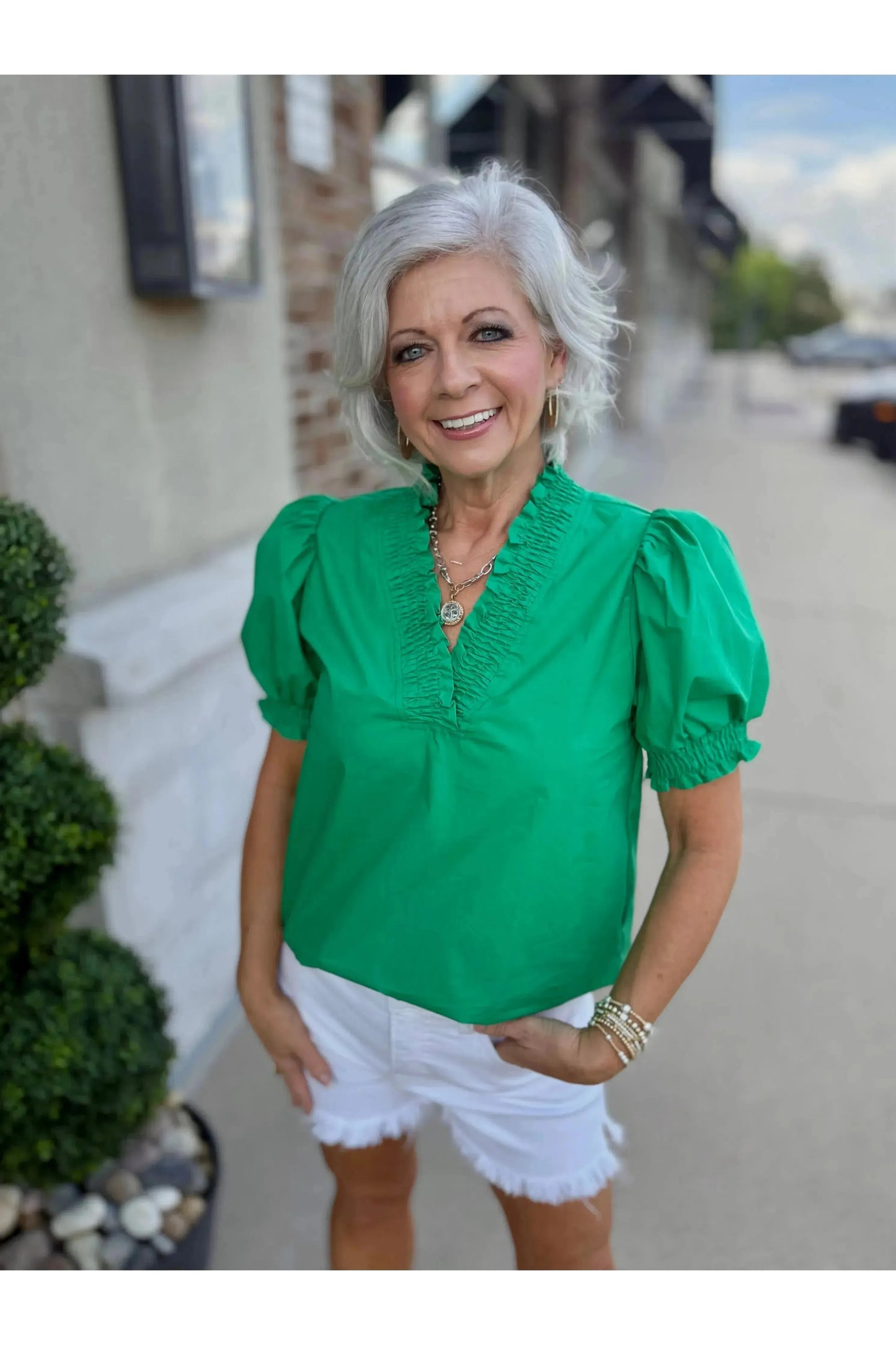 Ivy Ruffle Vneck Blouse