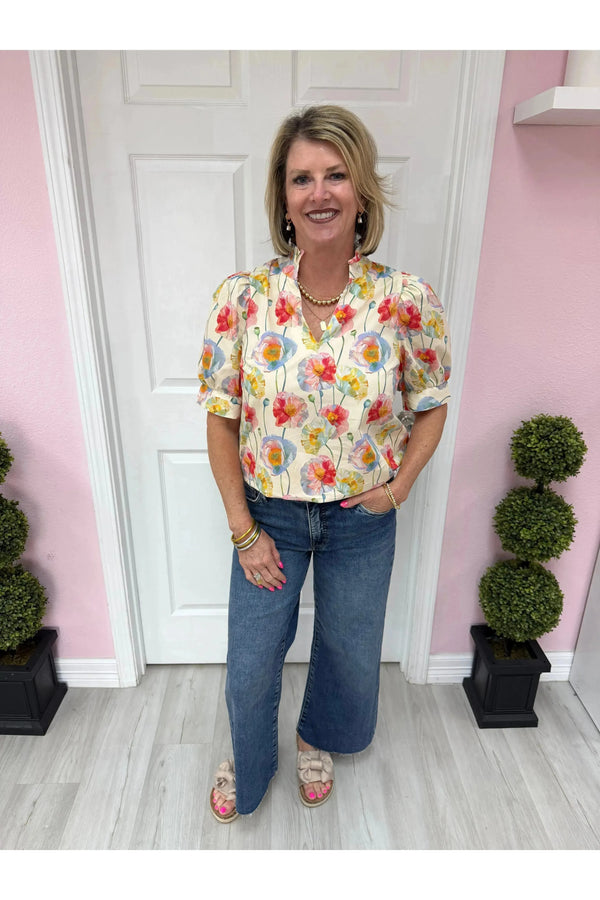 Floral Fields Vneck Blouse