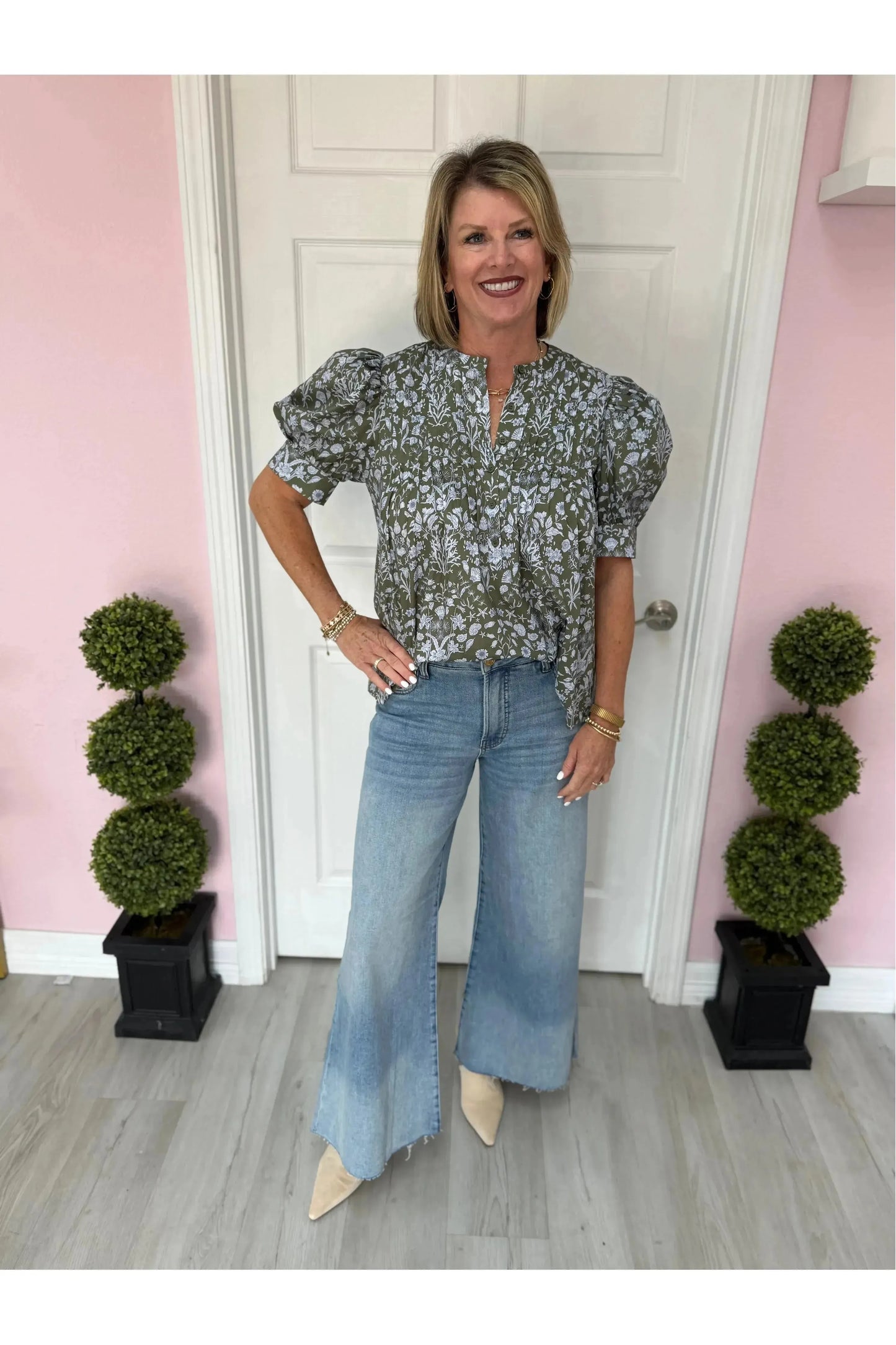 Garden Of Flowers Pintuck Top