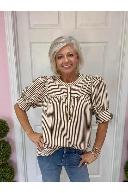 Chloe Striped Short Sleeve Blouse