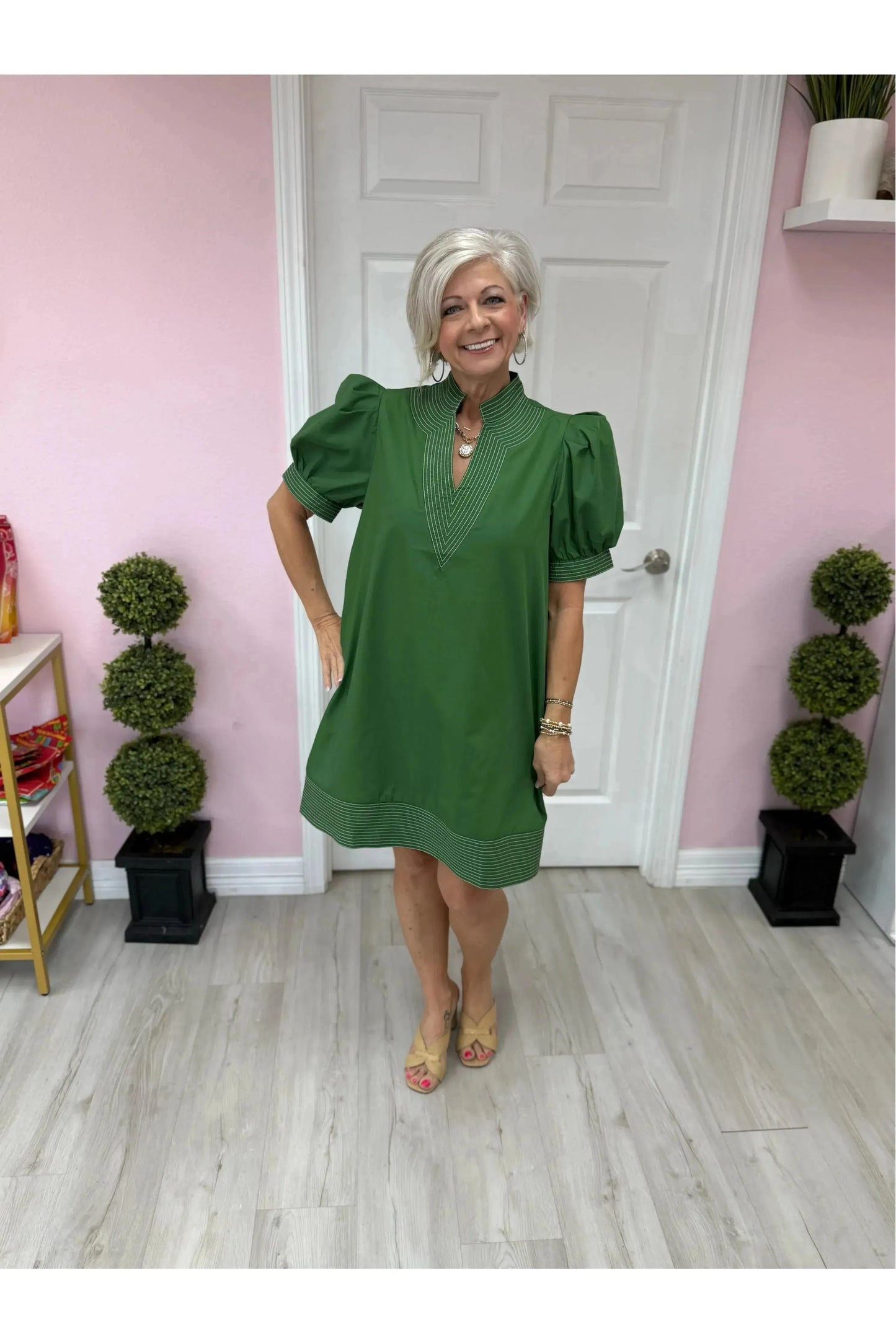 Green Envy  Stitch Mini Dress