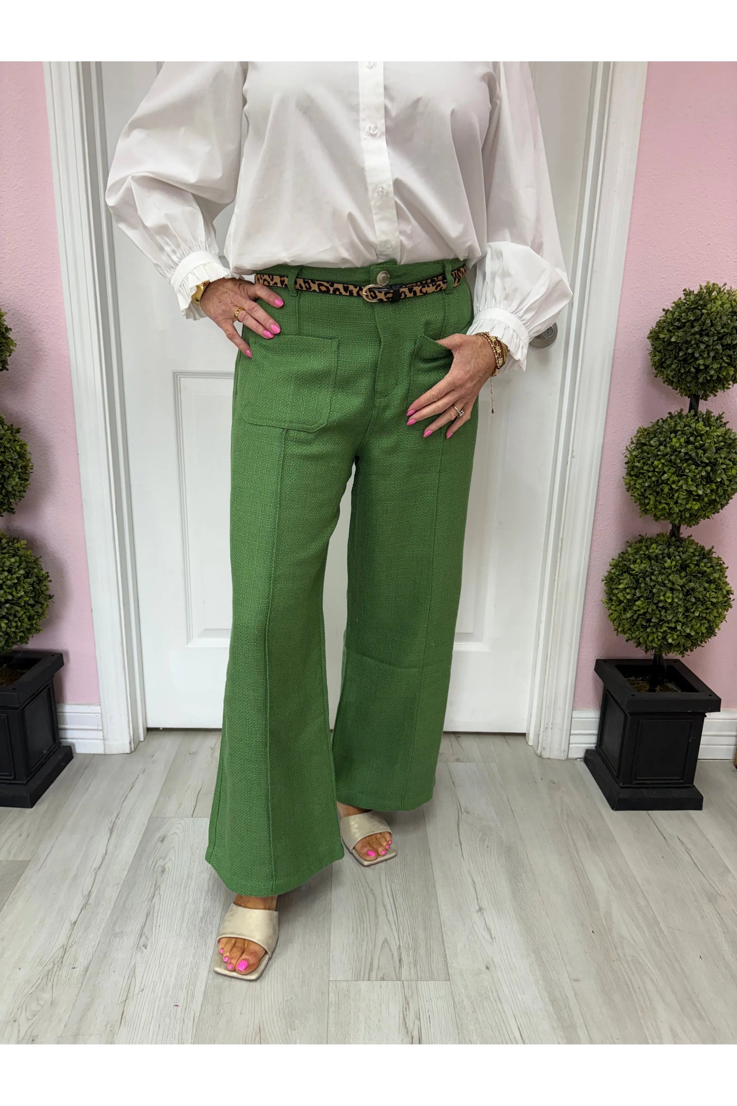 Emerald Green Wide Leg Ankle Pant