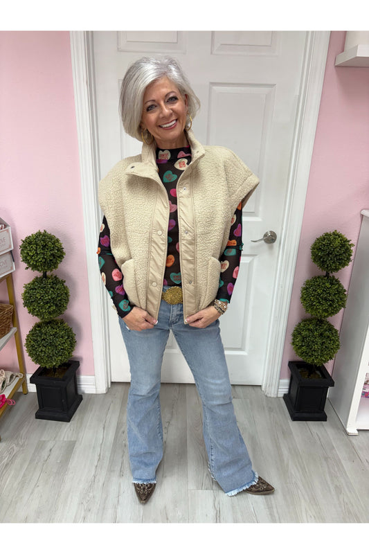 Fleece Button Vest Jacket