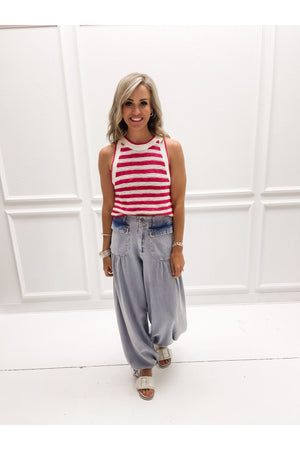 Pink Striped Halter Tank