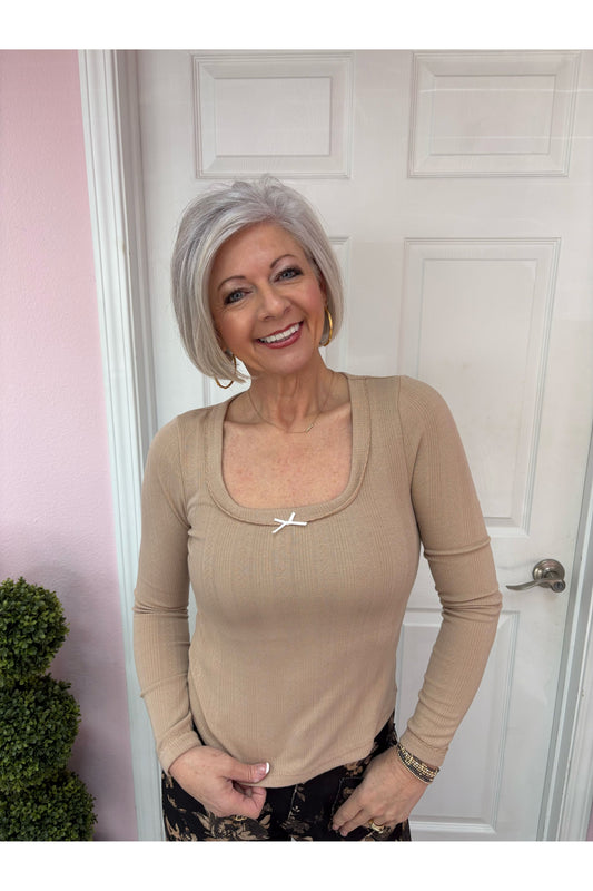 Square Neck Pointelle Top