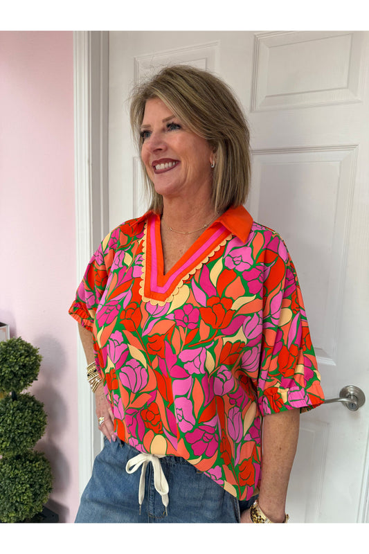 Emma Multi-Color Floral Blouse