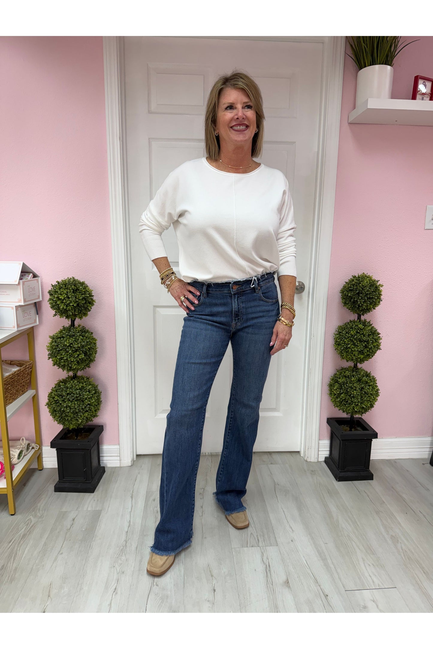 Risen Frayed Waistband Dark Jeans