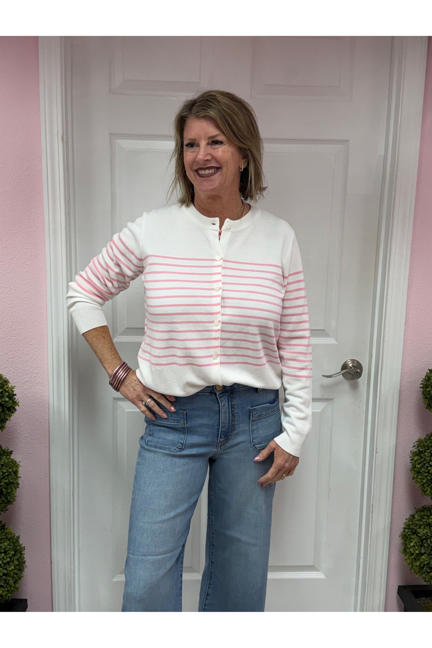 Striped Button Down Cardigan