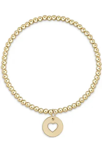 Classic Gold 3mm Heart Disc Bracelet