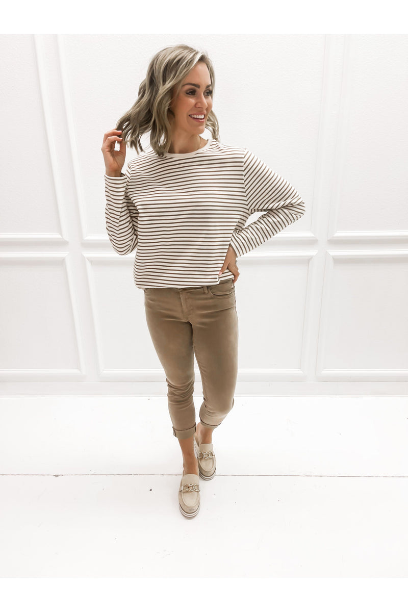 Round Neck L/S Striped Top