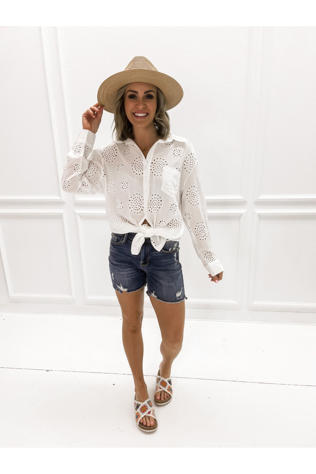 White Button Up Coverup