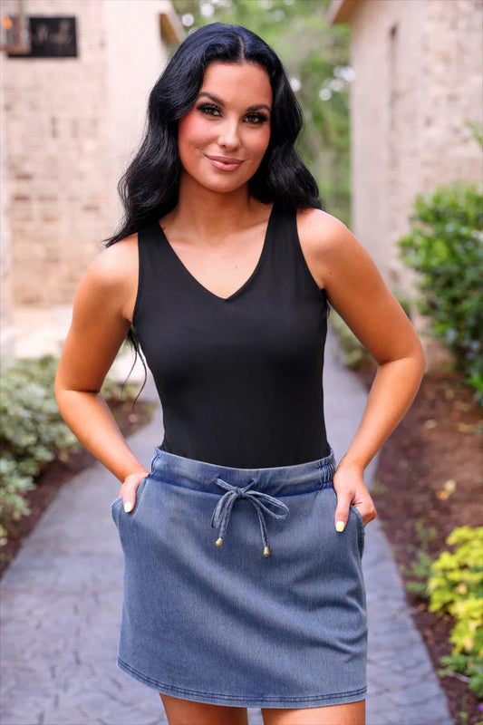 Refined Denim Stretch Skort