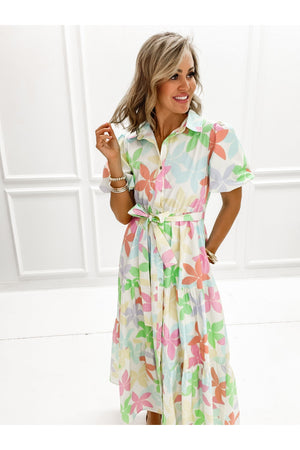 Poplin Floral Shirt Dress