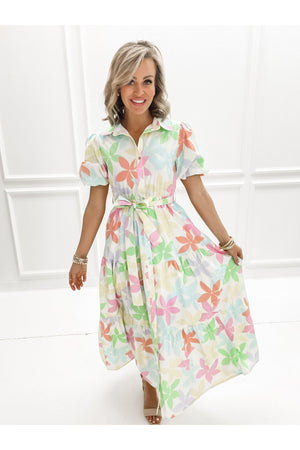 Poplin Floral Shirt Dress