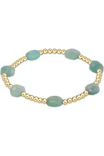 Signature Cross Admire Gold Pattern 3mm Bead Bracelet Amazonite