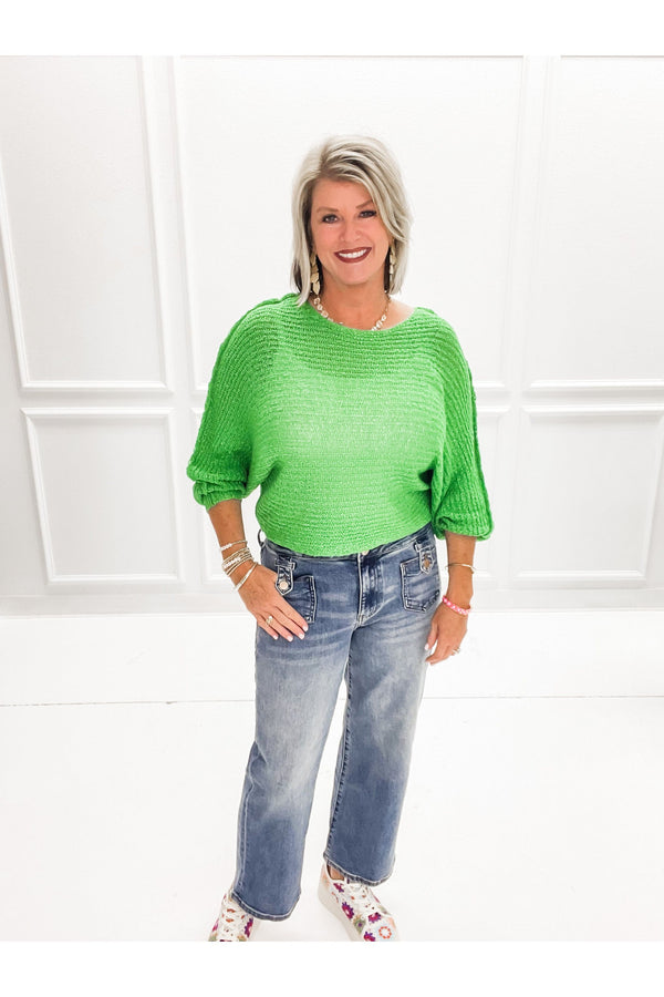 Green Dolman Casual Sweater