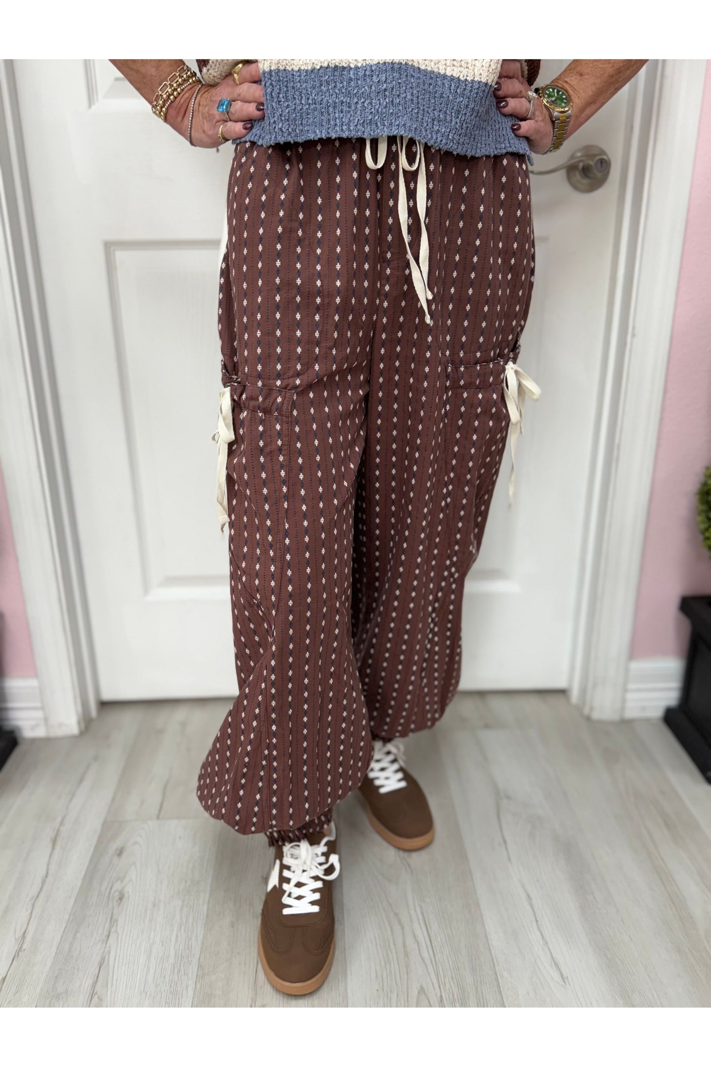 Soft Washed Micro Diamond Striped Joggers