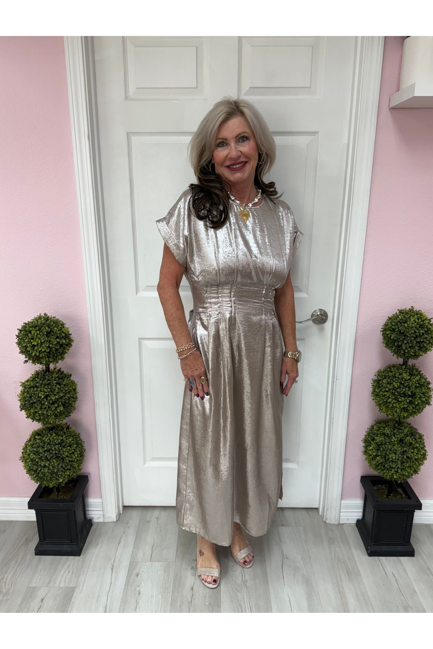 Metallic Midi Dress