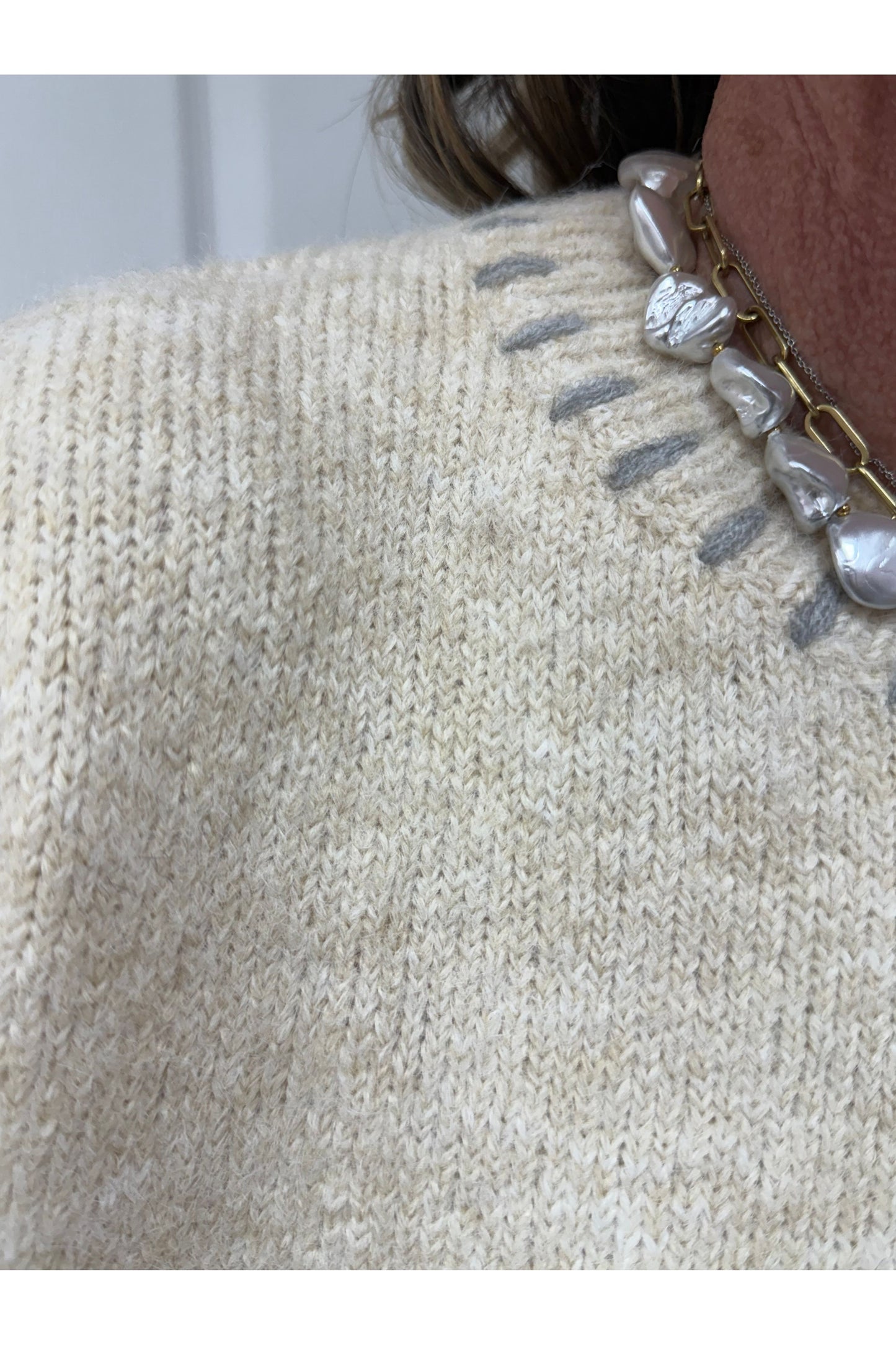 Long Sleeve Heart Patch Knit Sweater