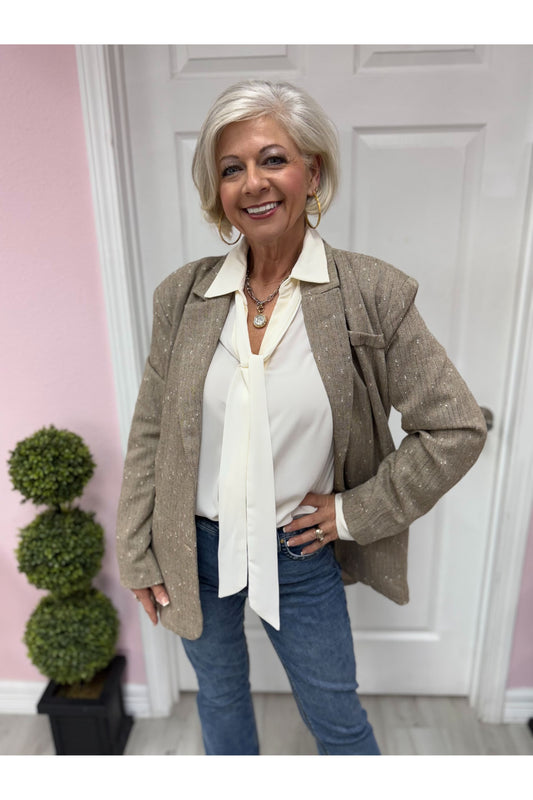 Detachable Tie Neck Blouse