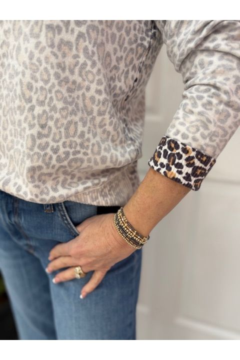 Animal Print Button Closure Cardi