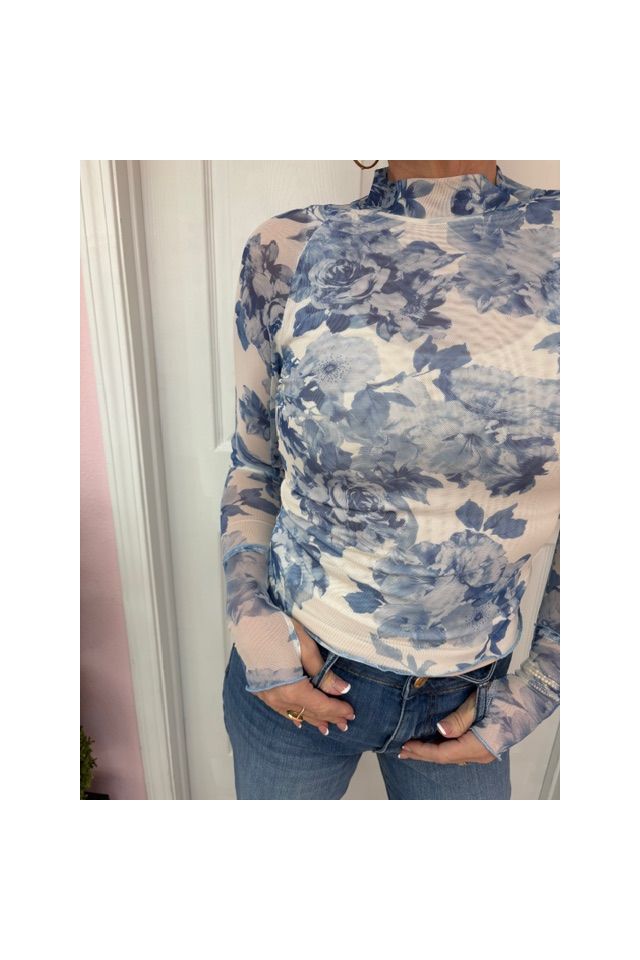 Blue Floral Mesh