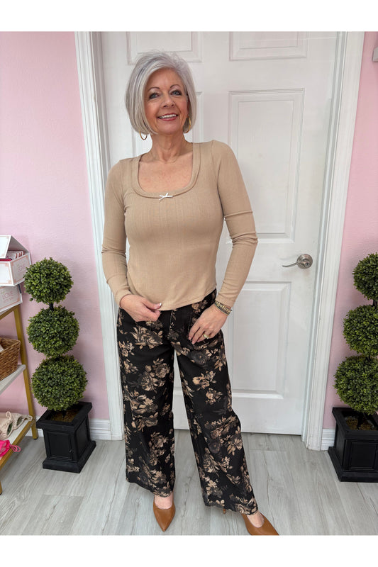 Square Neck Pointelle Top