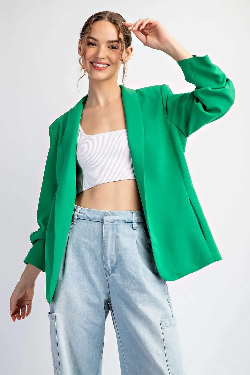 Kelly Green Shawl Lapel Blazer