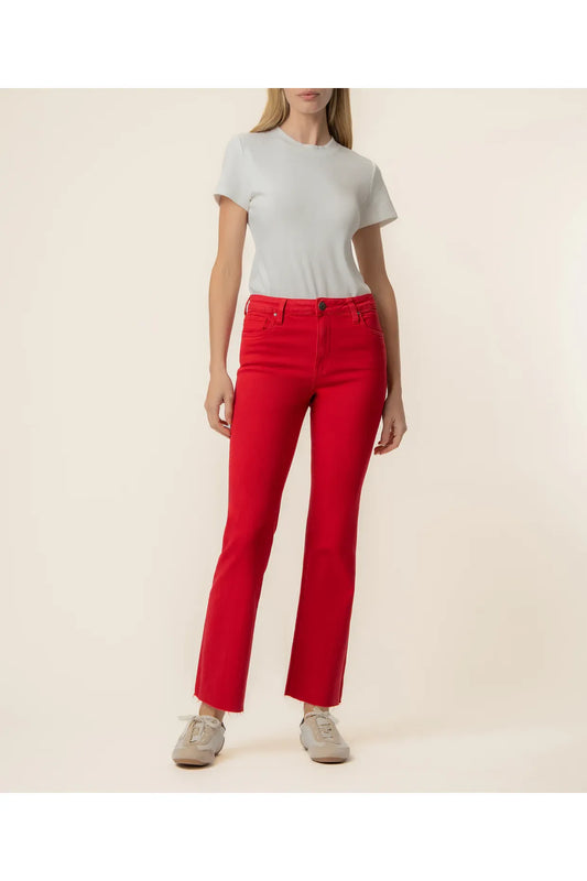 KFK Kelsey High Rise Ankle Flare- Ruby Red