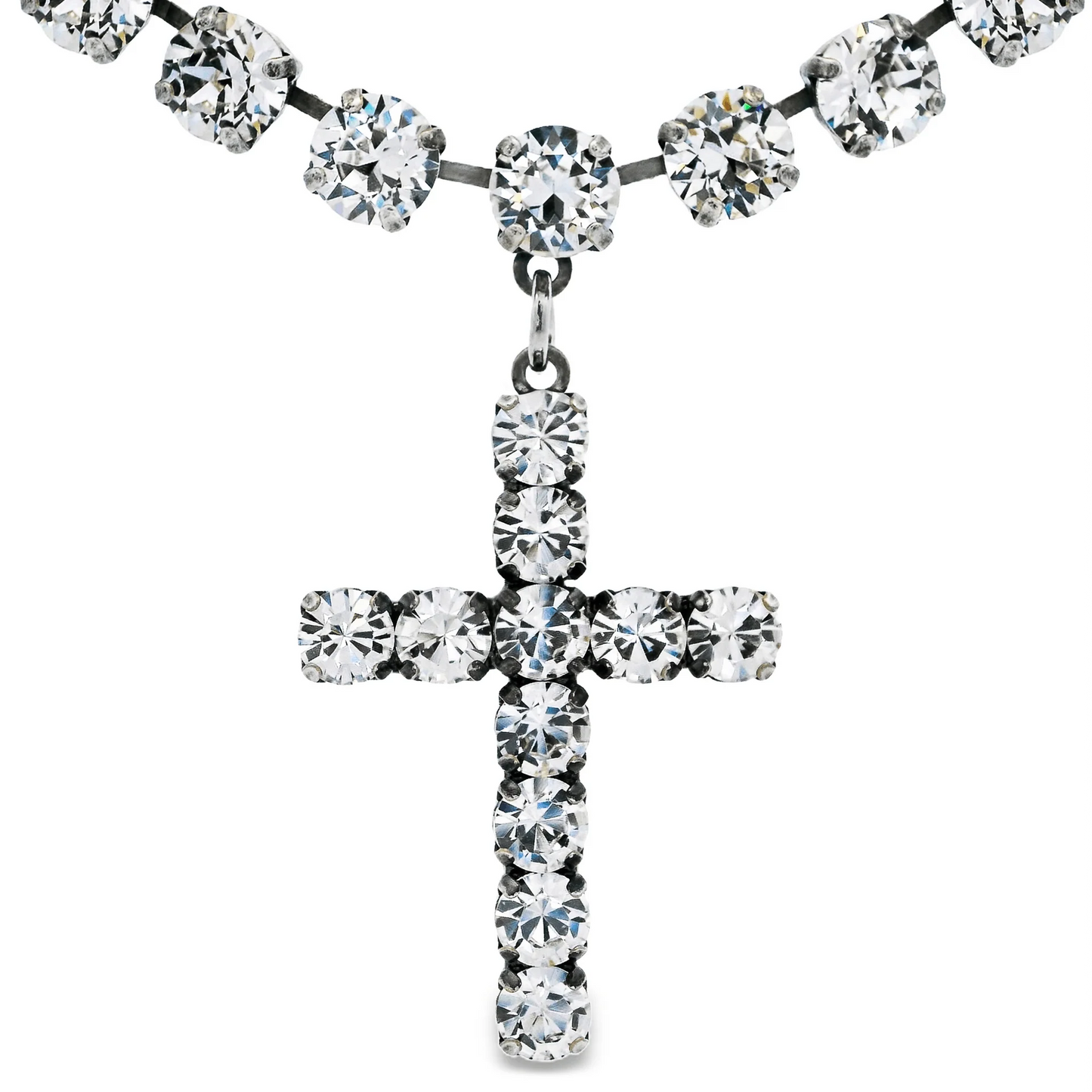 P Tova Mini Donatella Necklace Antique Silver/Clear