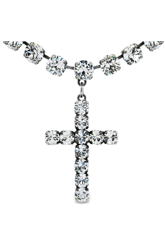P Tova Baby Donatella Necklace Antique Silver/Clear