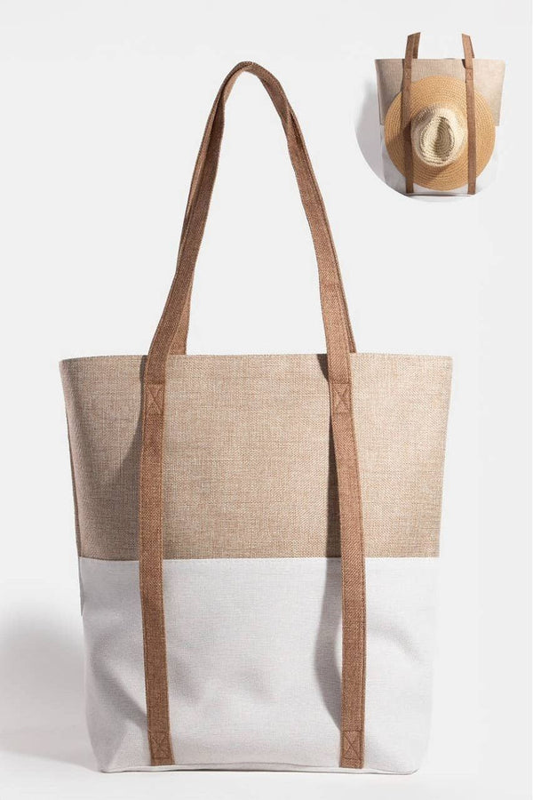 Large Two Tone Hat Carrier Canvas Tote Bag