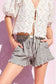Striped Ruffle Cotton Shorts