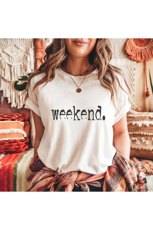 Weekend. Distressed Typography Funny Graphic T-Shirt