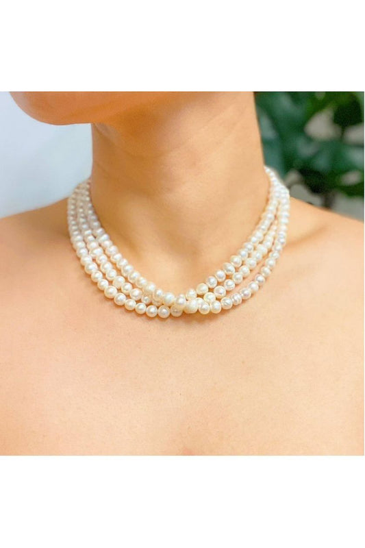 Three Strands Freshwater Pearl Necklace
