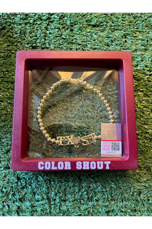 College Gold Bead Stretch Bracelet Texas Tech University