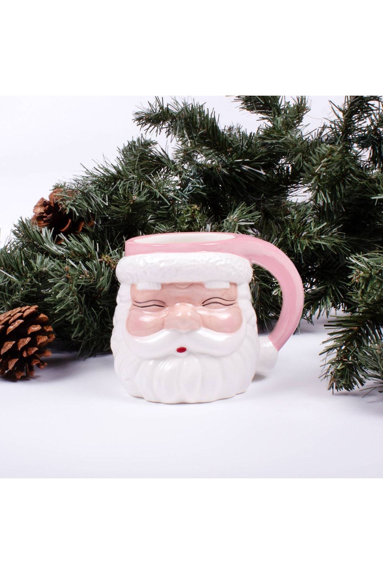 Pink Ceramic Santa Mug