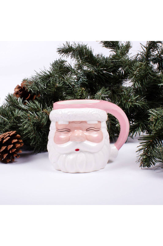Pink Ceramic Santa Mug